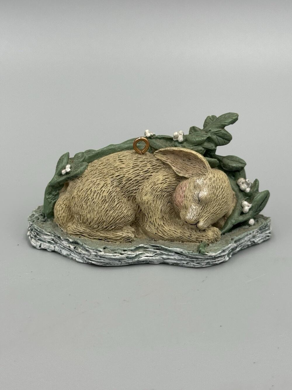 Vintage 1994 Sleeping Bunny Rabbit Ornament Woodland Animal DCI 3” Long